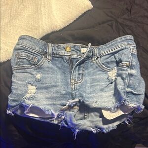 Eunina Blue Distressed Jean Shorts with Raw Hem